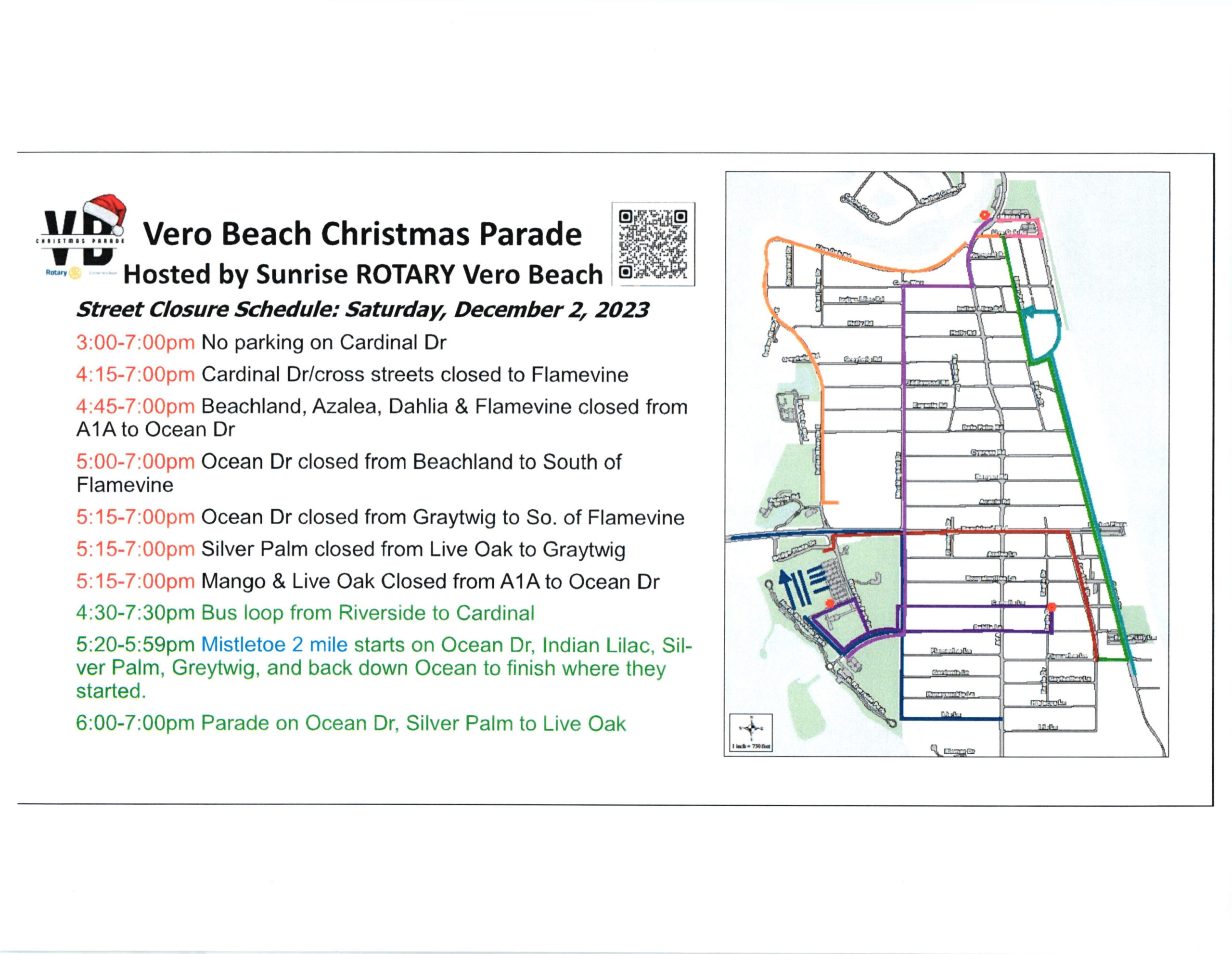 2023 Vero Beach Christmas Parade Street Closures